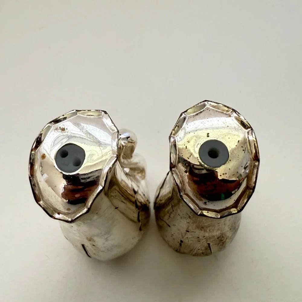 Vintage 90s Swan Salt And Pepper Shakers Silver Plated Collectible Retro 1.5